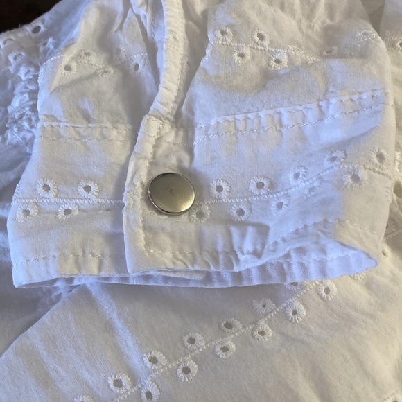 Maurices White Cotton Long Sleeve Eyelet Lace Safari Cargo Shirt Jacket - Sz L - Picture 14 of 14